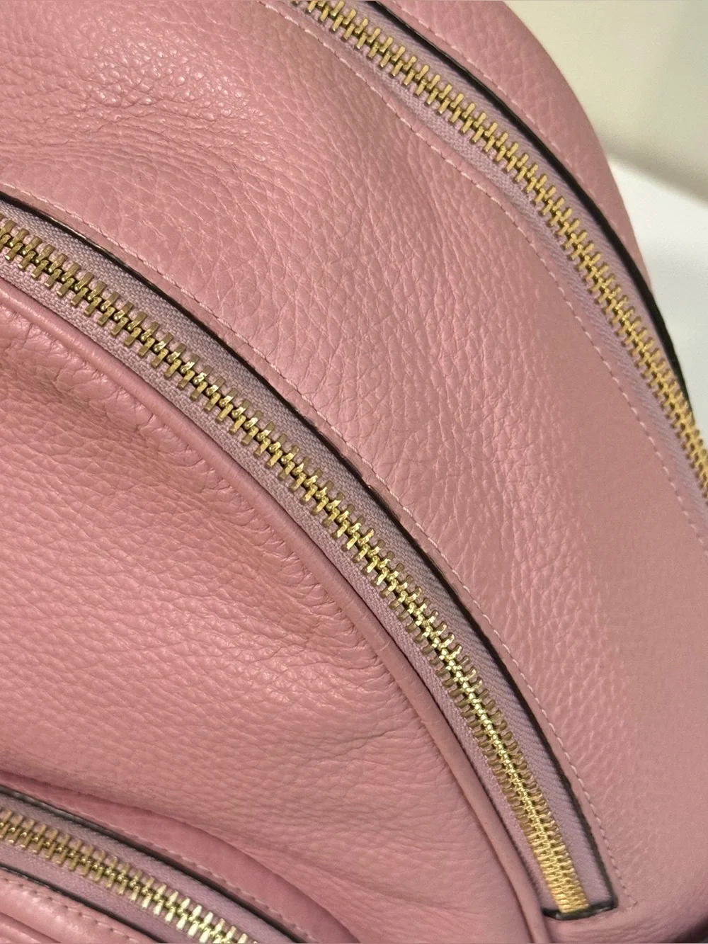 Coach Court Backpack 5666 Pink Pebble Leather Gold Zip Mini Daypack Bookbag